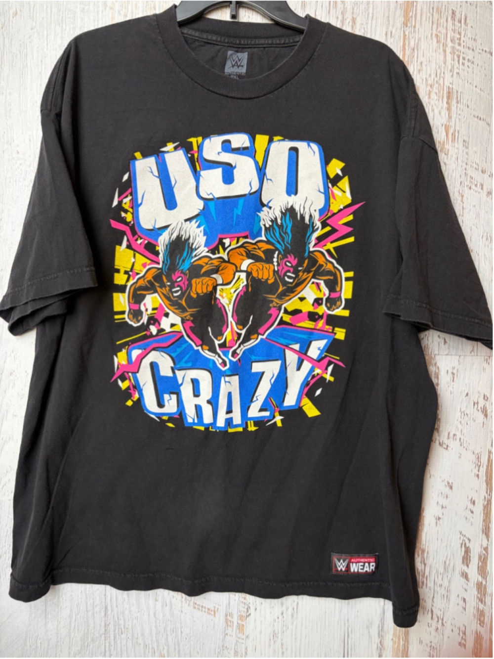 Men's WWE Uso Crazy Graphic T-Shirt Black Blue XXL